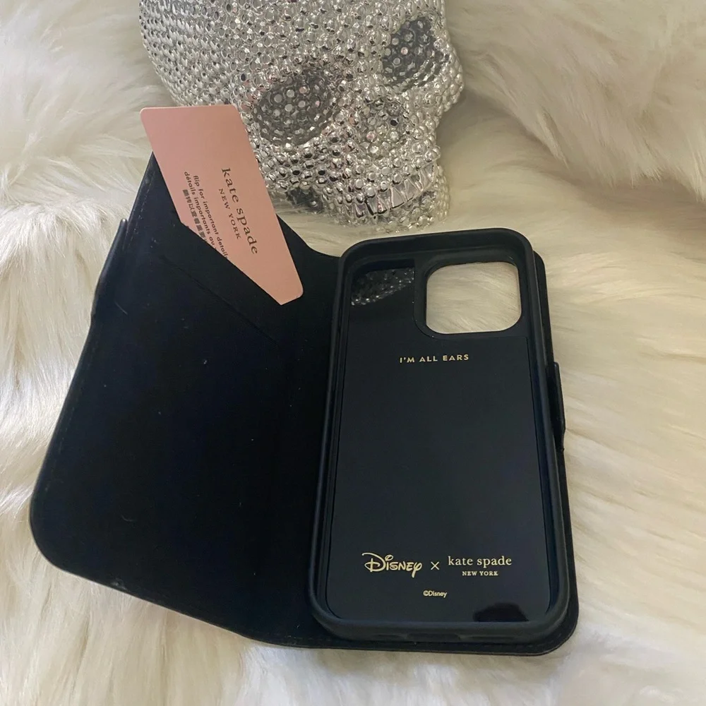 kate spade White Polka Dot Minnie Mouse Folio Phone Case with Red Accents